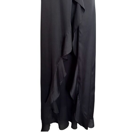 For Love & Lemons Black Ruffle Open Front Satin Slip Dress Size XS - Picture 9 of 14